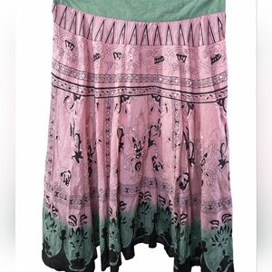 Vintage Magazine Vintage Y2K Embroidered Sequin Midi Hankerchief Skirt Sz L